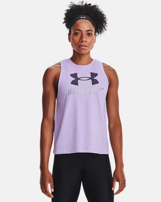 Women's UA Graphic Muscle Tank, Purple, pdpMainDesktop image number 0